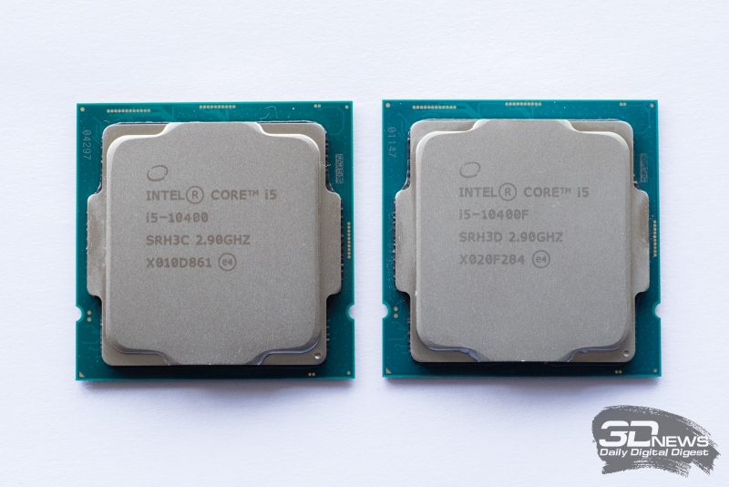Core i5-10400 (слева) и Core i5-10400F (справа)