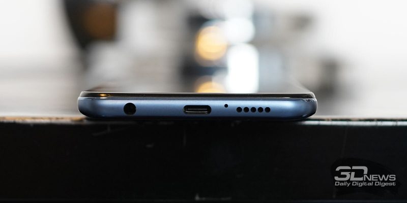 Xiaomi Redmi Note 9S, нижняя грань: мини-джек, порт USB Type-C, микрофон, динамик