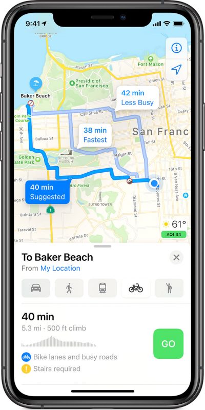 Велосипедные маршруты на iPhone 11 Pro