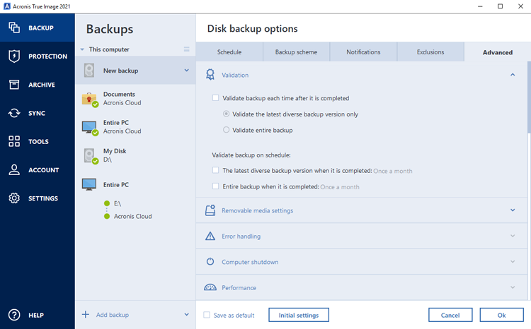 no acronis true image components found