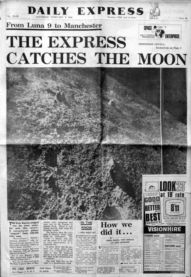 Газета Daily Express раньше «Правды» опубликовала первые снимки с Луны. Источник: https://kik-sssr.ru/Perehvat.htm