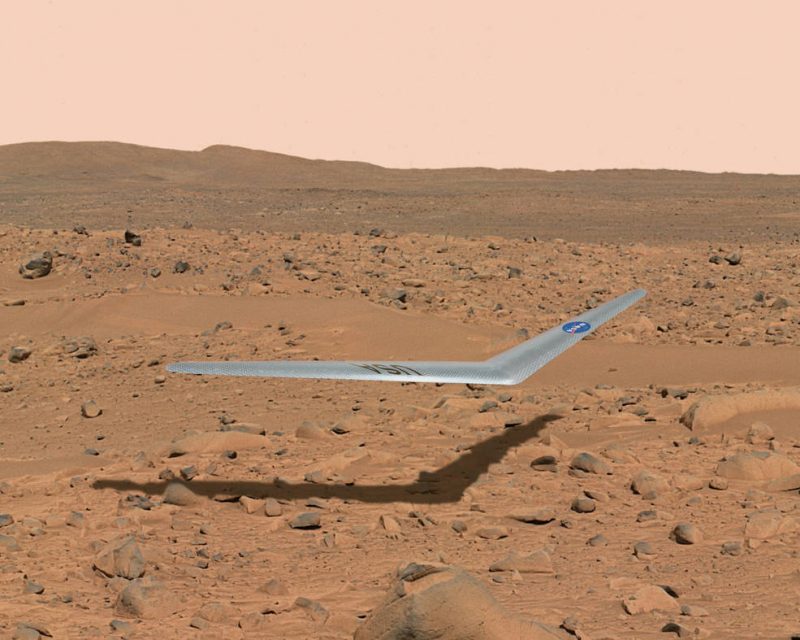 Один из вариантов аппарата для полета в атмосфере Марса - планер Prandtl. Графика NASA