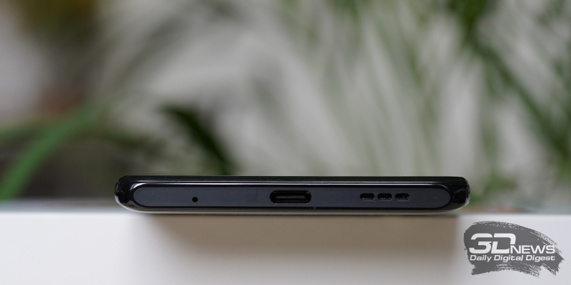 Xiaomi Redmi Note 10 Pro, нижняя грань: микрофон, порт USB Type-C, динамик