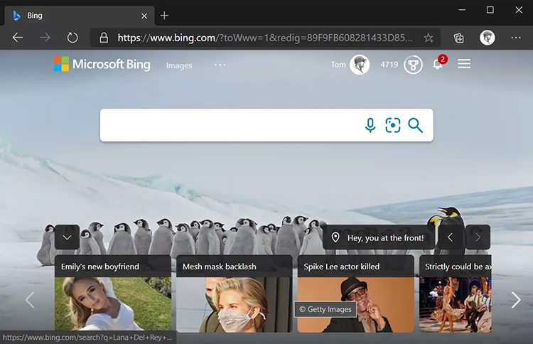 Новая домашняя страница Microsoft Bing (The Verge)