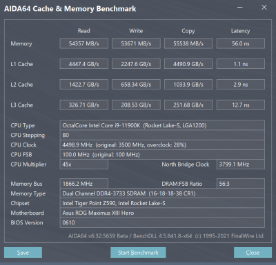 Rocket Lake 8C 4,5 GHz, DDR4-3733 Gear 2
